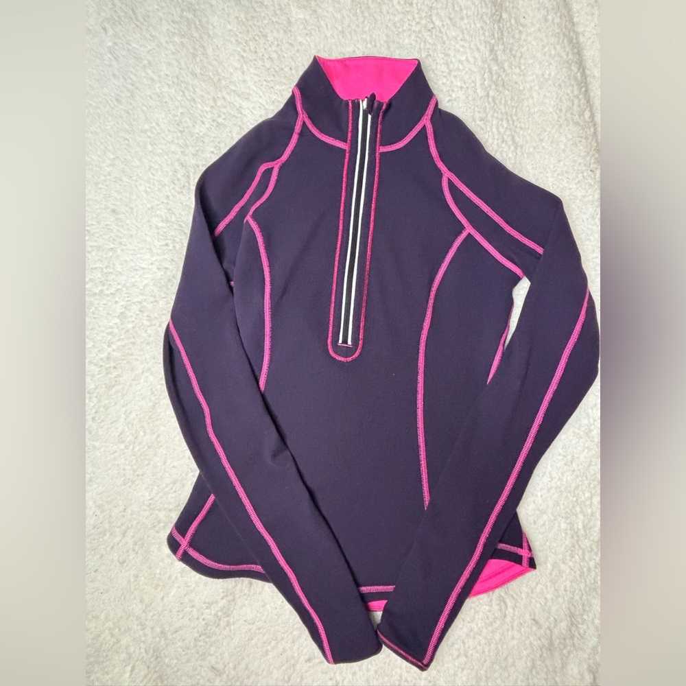 lululemon athletica Purple Half-Zip Jacket with Pink Piping
